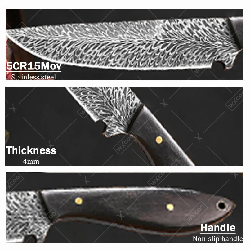 Portable Damascus Steel Utility Knife with Shadow Laser Pattern - Image 4