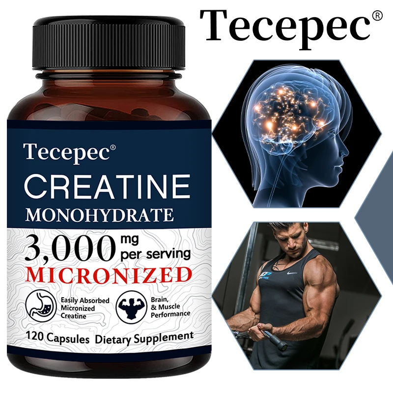 Creatine Monohydrate 3000mg Capsules for Muscle Support, Focus & Pre-Workout