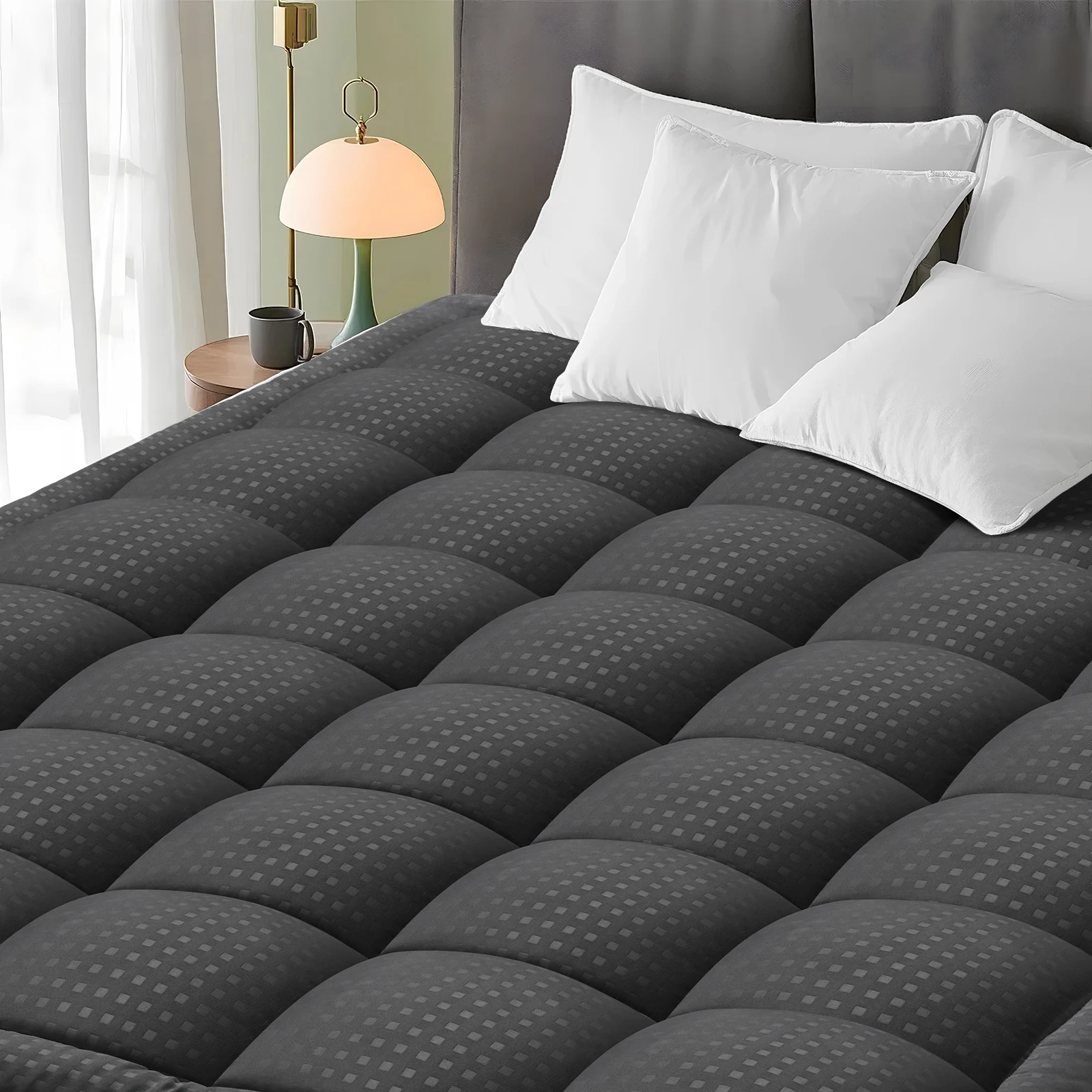 Quilted Fitted Mattress Pad Protector, Cooling Pillow Top, Breathable & Soft Mattress Cover - Image 8