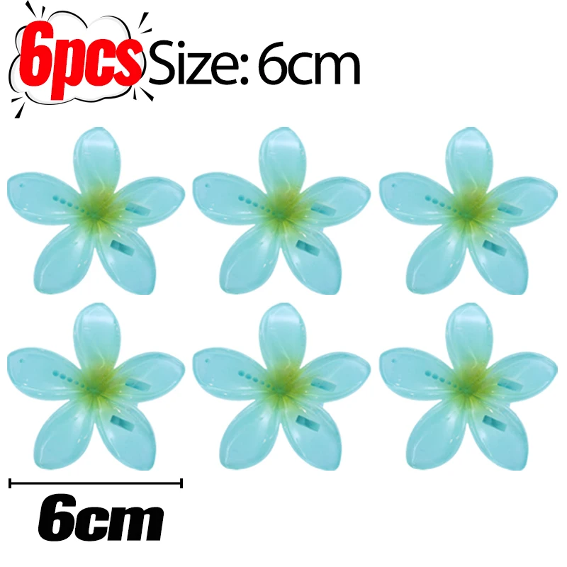 1/6Pcs Hawaiian Gradient Flower Hair Clips Small Claw Hairpin Crab Barrette Women Hair Accessories - Image 32