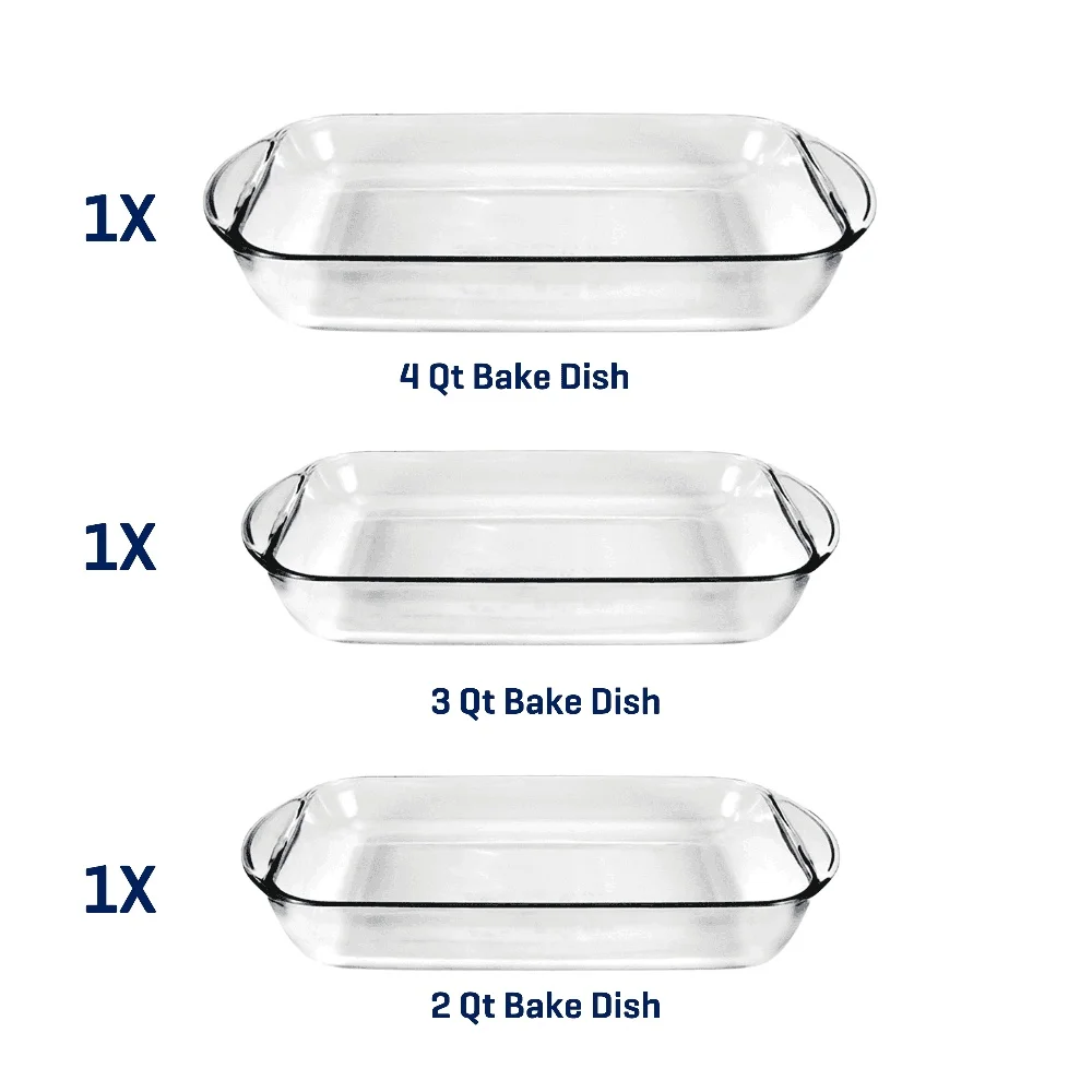 3-Piece Tempered Glass Baking Dish Set – Oven, Microwave & Dishwasher Safe Durable Bakeware - Image 4