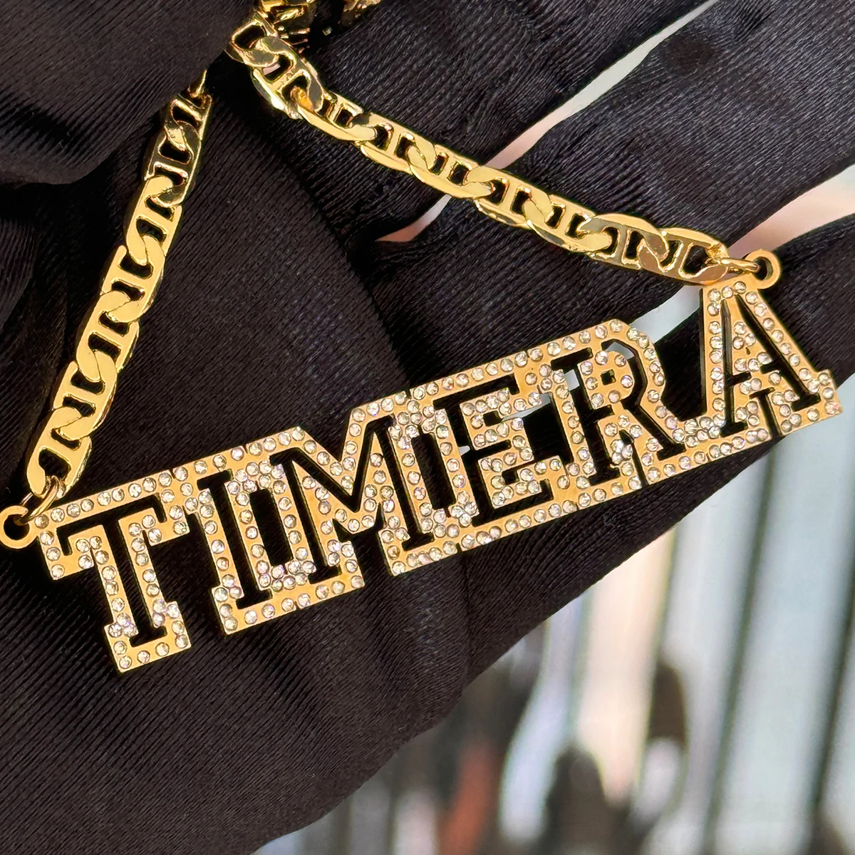 Custom Name Necklace Personalized Hollow Diamond Letters Hip Hop Jewelry Gift