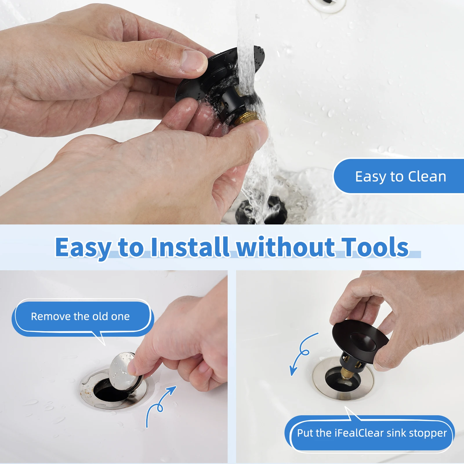 Universal Bathroom Sink Stopper for 1.1"–2.3" Drain Holes, Pop-Up Anti-Clogging Strainer - Image 5