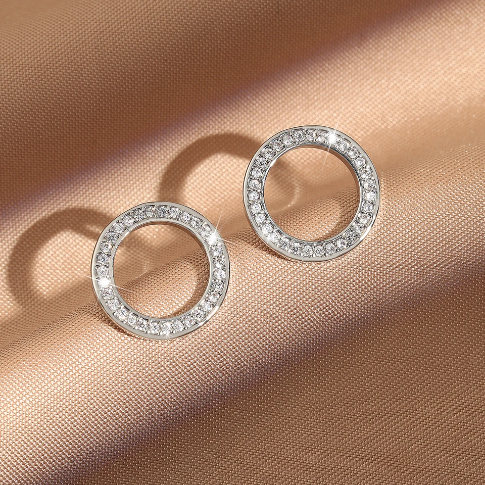 18K Gold Zircon Inlaid Hollow Stud Earrings – Fashion Jewelry for Women & Couples - Image 2