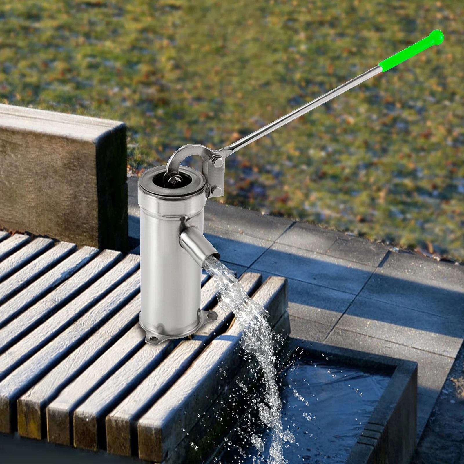 Stainless Steel Manual Water Jet Pump with Spare Parts, 8m/26.3ft Suction for Gardens & Ponds