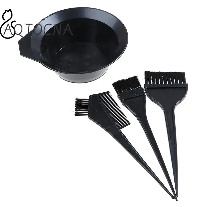 4Pcs Hair Dyeing Kit with Comb, Brush & Mixing Bowl for DIY Styling