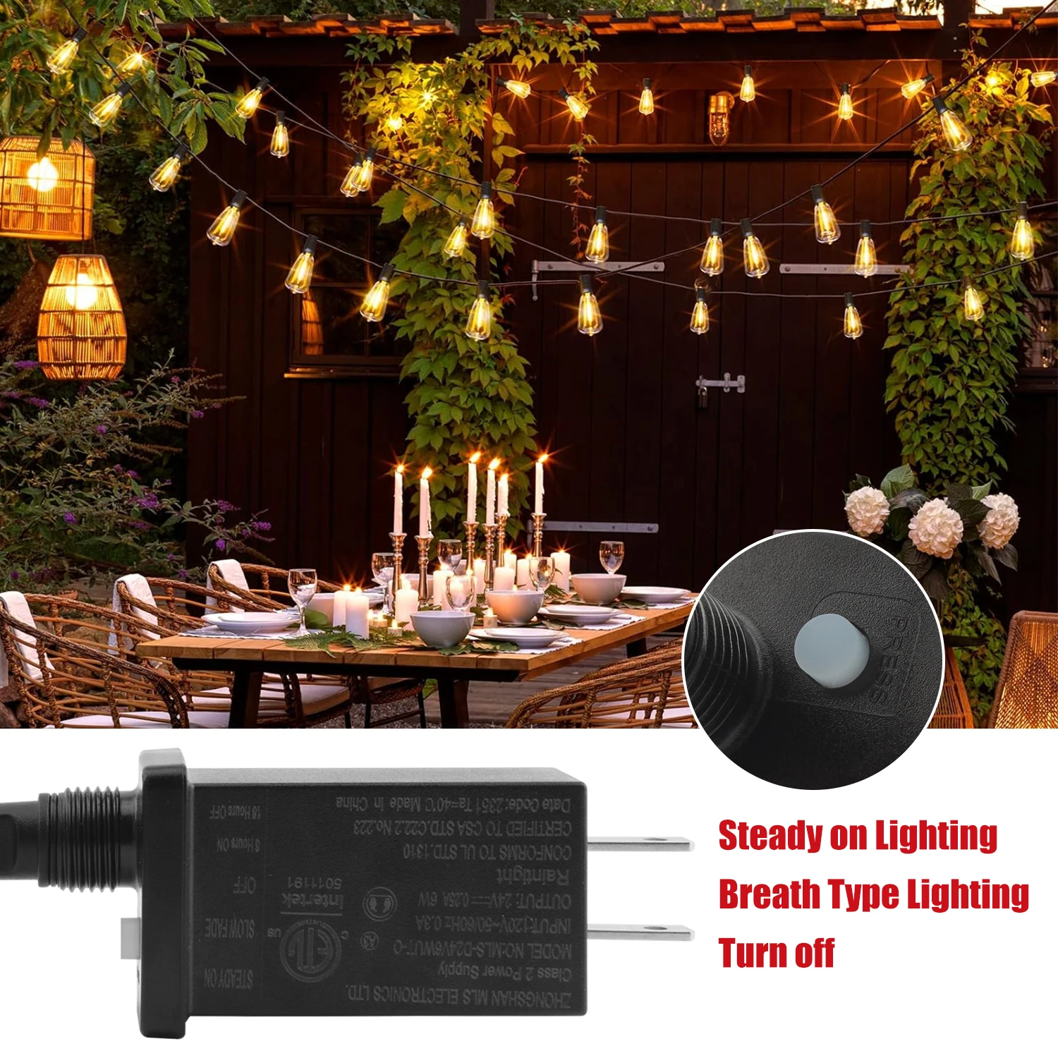 1/2/3pcs 28FT ST38 String Lights Outdoor, US Plug 10+1 LED Patio Lights Fairy Garden Lamp For Home Xmas New Year Party Halloween - Image 5