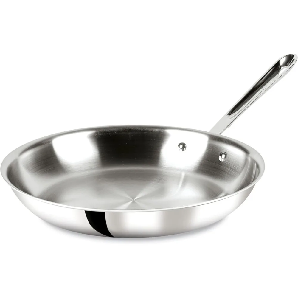 12" D3 3-Ply Stainless Steel Fry Pan – Induction, Oven & Broiler Safe, Durable Cookware