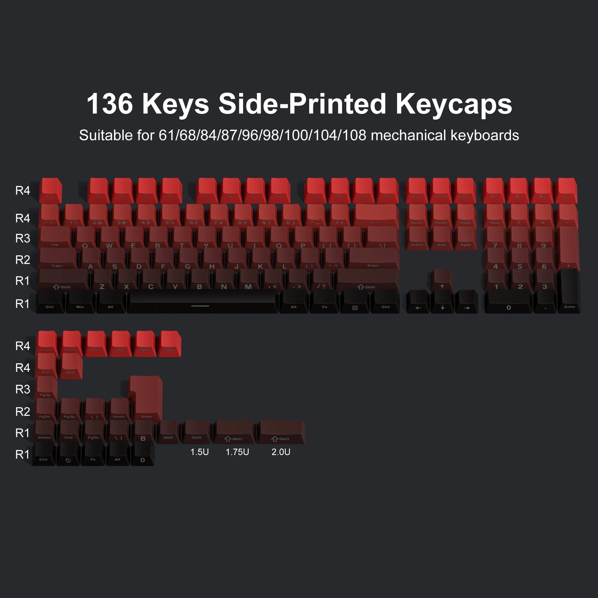 136 Key PBT Double Shot Backlit Keycaps for MX Mechanical Keyboard 61-108 Keys - Image 19