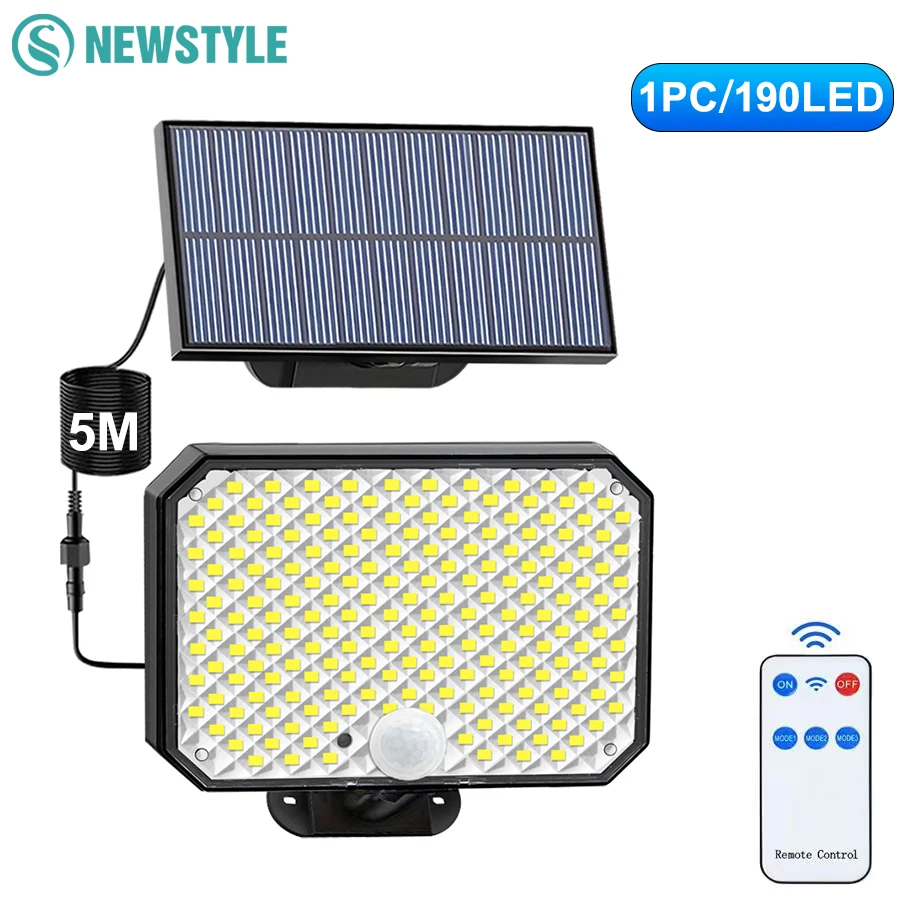 190LED Solar Security Light – Motion Sensor Waterproof Lamp for Yard & Garage