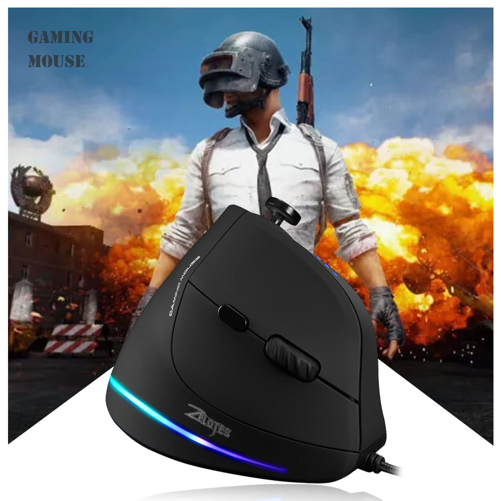 ZELOTES C-18 11 Buttons USB Wired 10000DPI RGB Optical Gaming Vertical Mouse