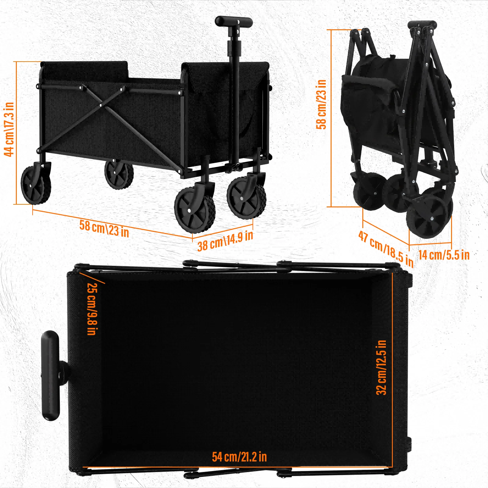 Garden Handcart with 4 Foldable Wheels, Portable for One-Handed Cargo Transportation - Image 8