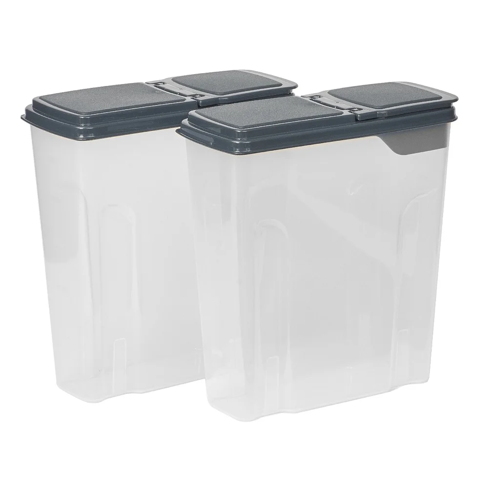 2-Pack 6-Quart Plastic Cereal Dispensers with Easy-Grip Flip Lids – Dry Food Storage Organizer - Image 3