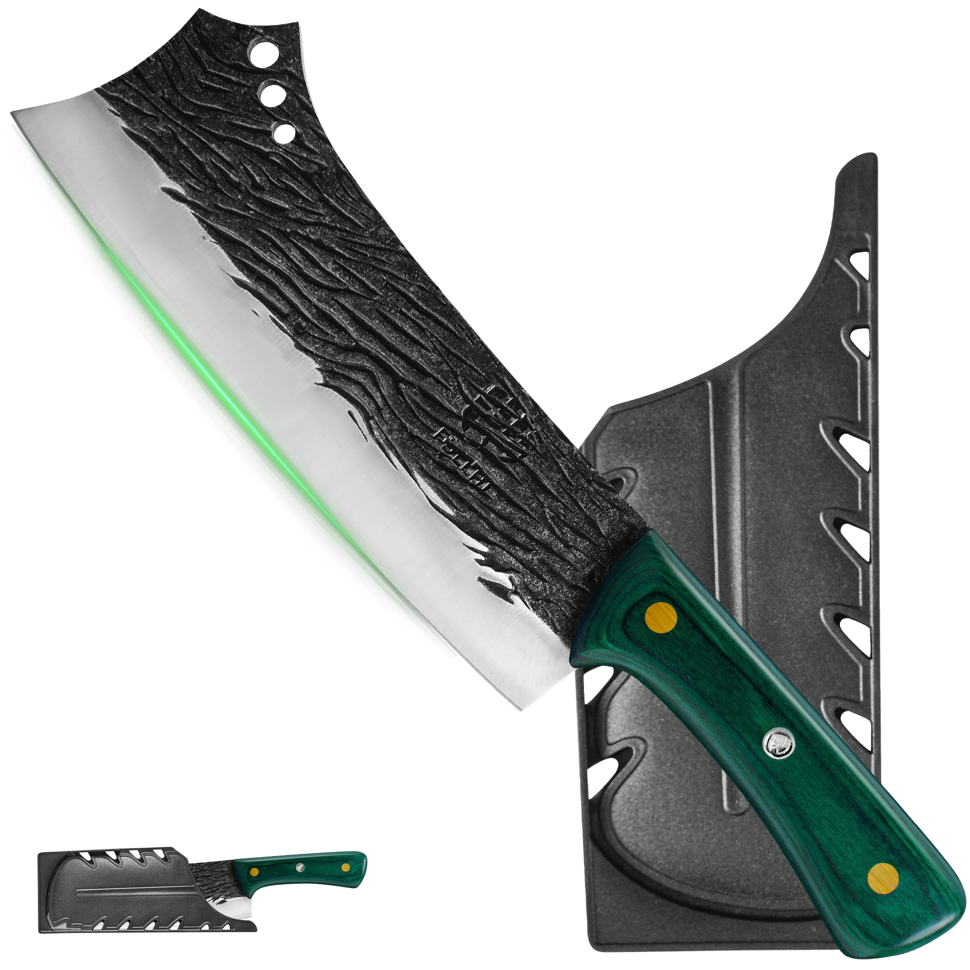 Full Tang Forged High‑Carbon Steel Chef Cleaver Knife with Sheath - Image 14