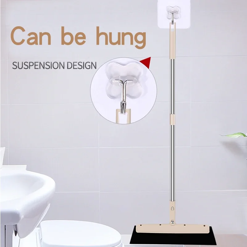 Bathroom special broom Easy and convenient Sweep Dust Hair Bathroom Wiper Broom Stainless steel handle 180-degree rotating blade - Image 3