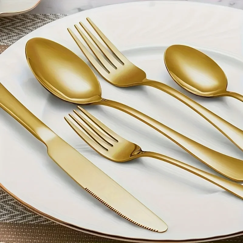 Luxury 30/60-Piece Gold Stainless Steel Flatware Set – Dinner Spoons, Forks, Knives - Image 4