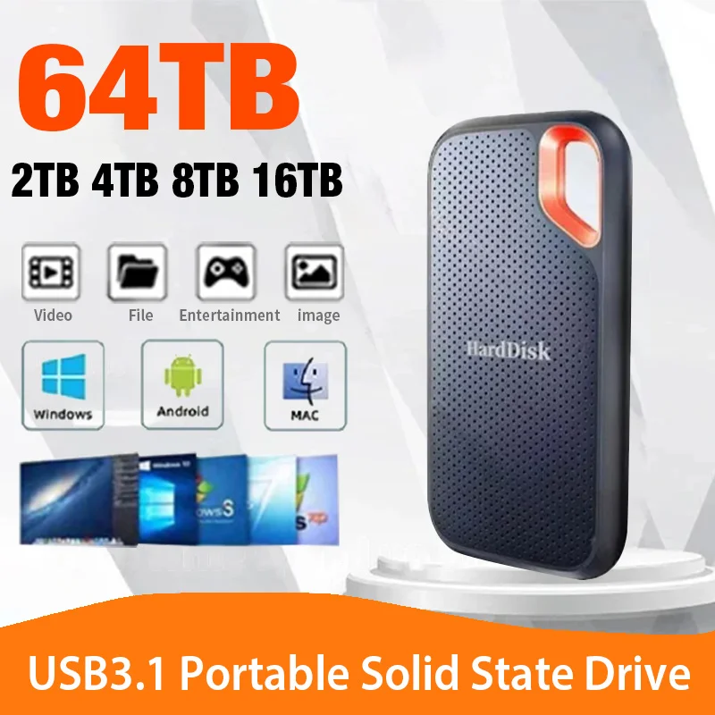 1TB Portable SSD External Hard Drive High-Speed for Laptop Mac PC 2TB