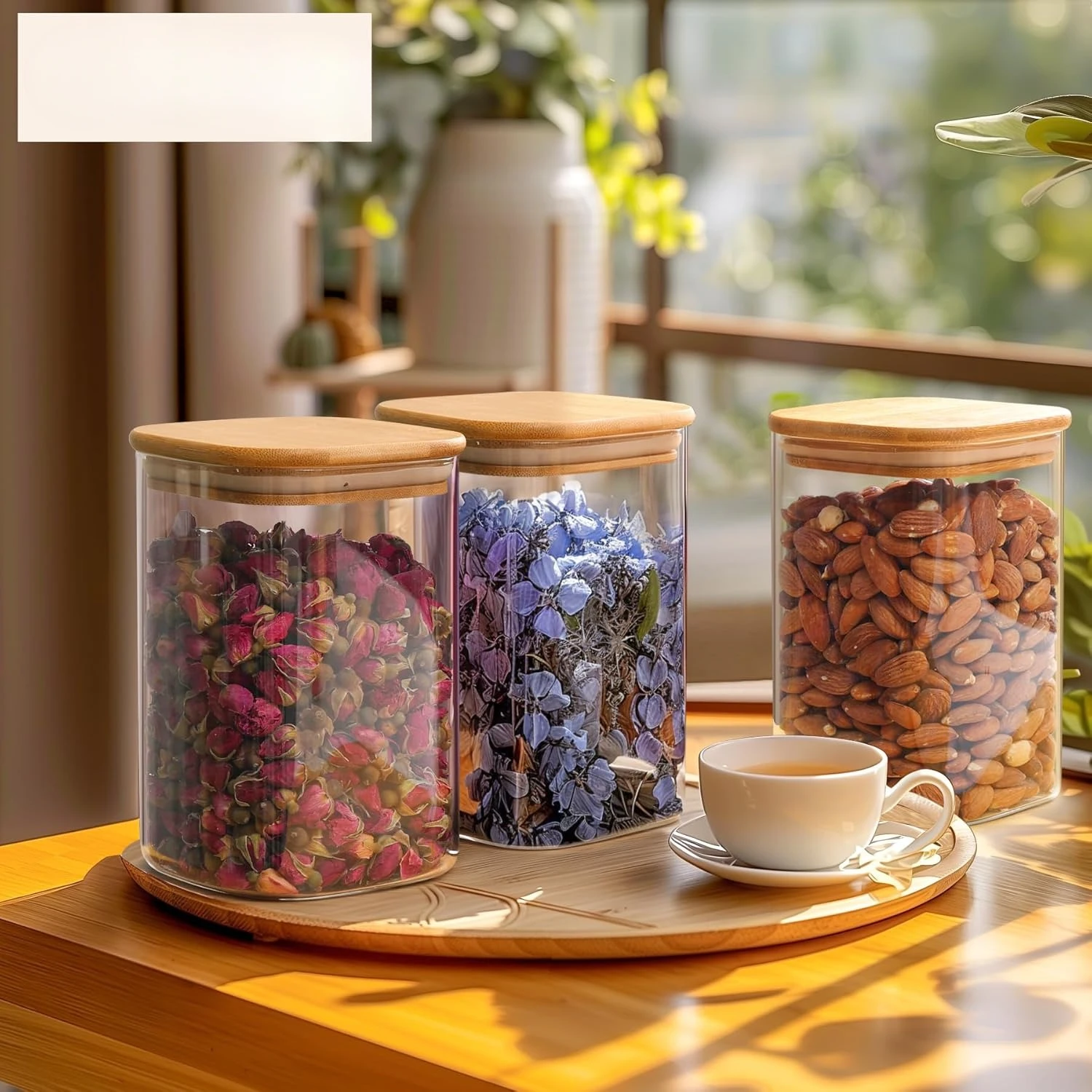 Set of 9 Square 37oz Glass Storage Containers with Lids – Clear Pantry Food Jars - Image 5