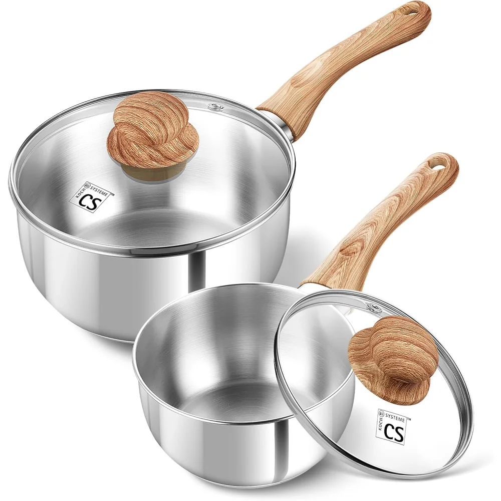 Induction‑Ready 4‑Piece Stainless Steel Saucepan Set – Cool‑Touch Handles