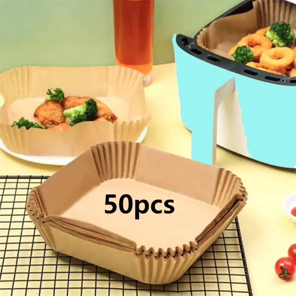 50/100PCS Disposable Non-Stick Air Fryer Paper Liners – Oil-Proof Baking Parchment Sheets - Image 8