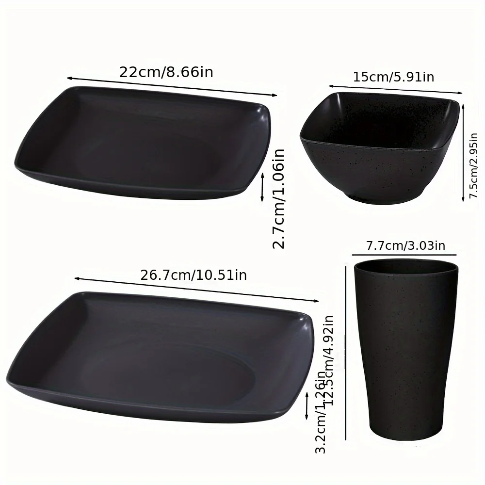 16/32Pcs Plastic Dinnerware Set, Dishwasher & Microwave Safe, Stackable Plates & Snack Bowls - Image 3