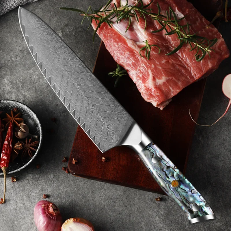 Professional 67-Layer Damascus Steel 8" Chef Knife – Japanese Steel with Abalone Shell Handle