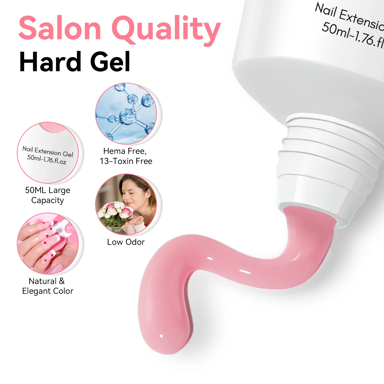Makartt Natural Pink Poly Nail Gel – 50ML Builder for DIY Extensions - Image 2