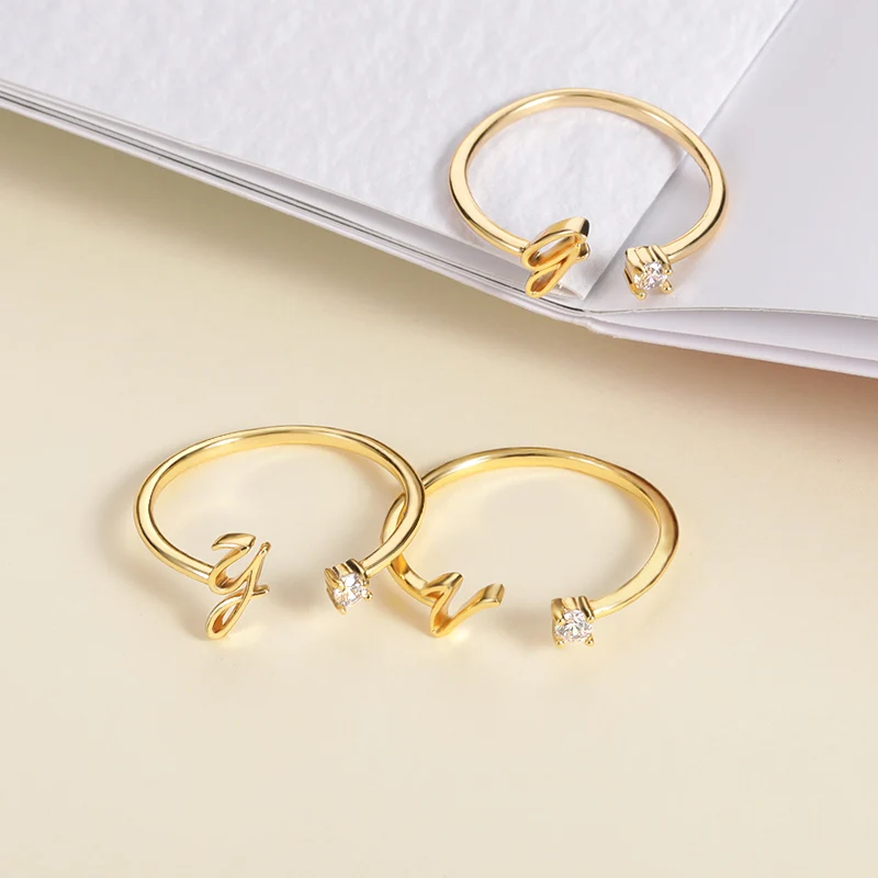 Fashion A-Z Alphabet Stainless Steel Rings Initial Jewelry for Women and Couples Free Shipping - Image 8