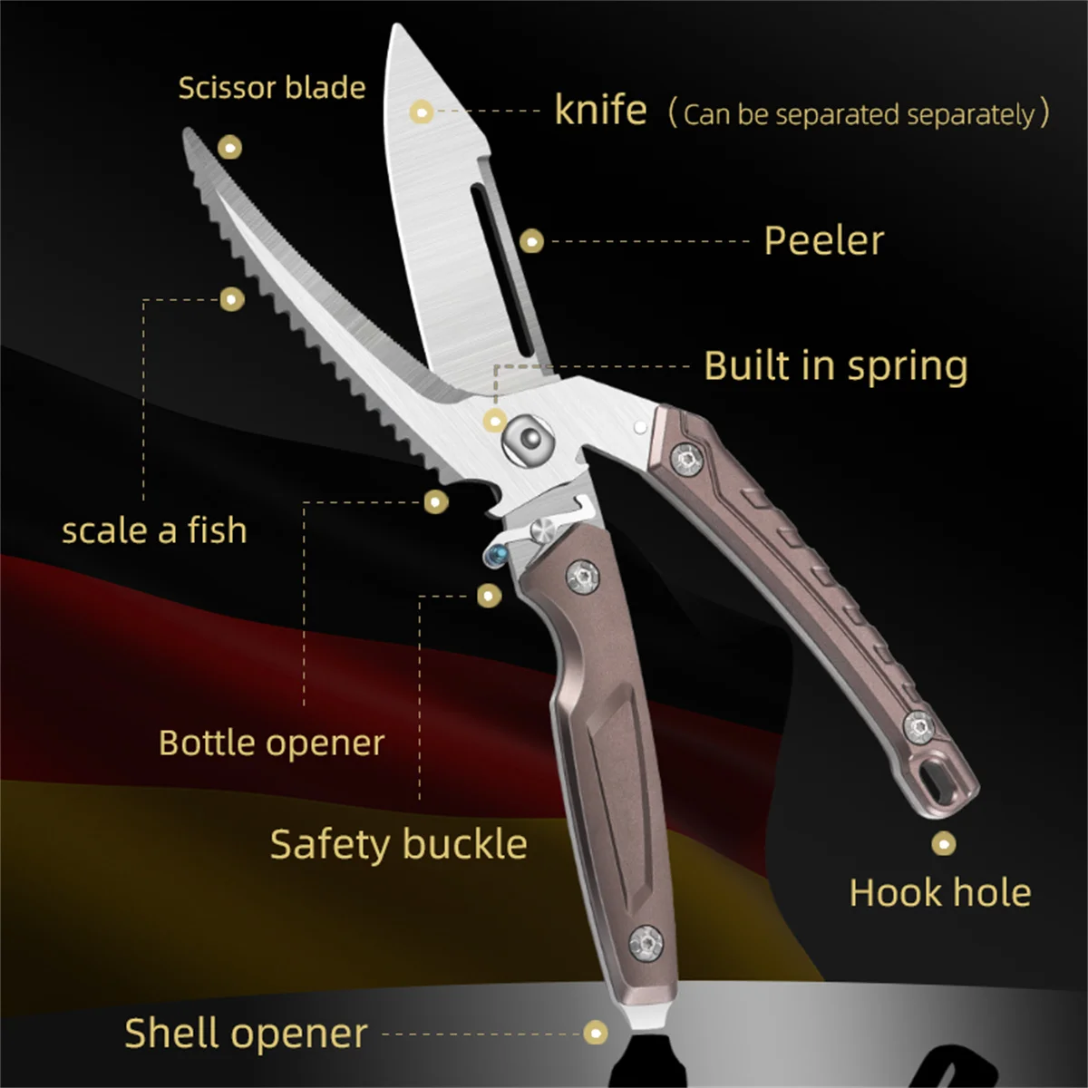 Heavy‑Duty Stainless Steel Poultry Shears – Spring‑Loaded Kitchen Scissors - Image 3