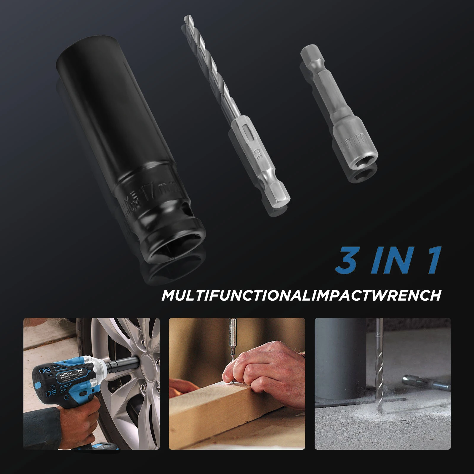 21V Cordless Brushless Impact Driver Kit – 1/2” Wrench, 2×4.0Ah Batteries, 7 Drills & 5 Sockets Set - Image 5