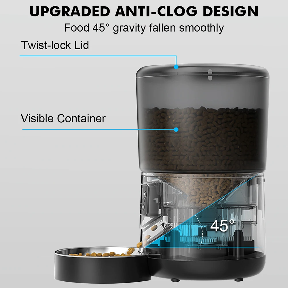 NPET 4L Smart Automatic Pet Feeder for Cats & Dogs, Stainless Steel, Customizable Portions - Image 2