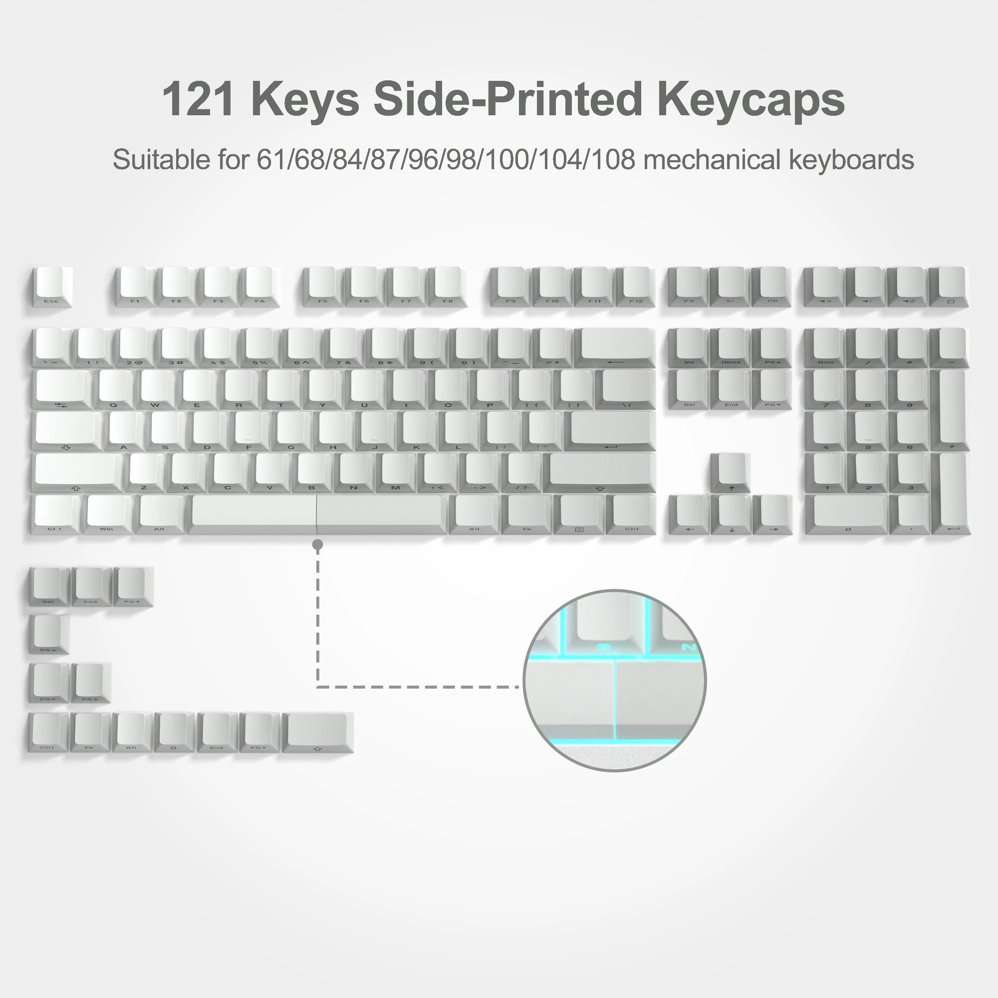 136 Key PBT Double Shot Backlit Keycaps for MX Mechanical Keyboard 61-108 Keys - Image 9