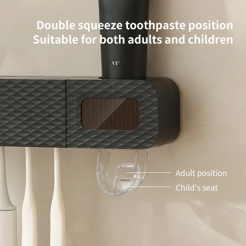 Smart Wall-Mounted Toothbrush Rack, 3-Slot Intelligent Drying & Toothpaste Dispenser - Image 2