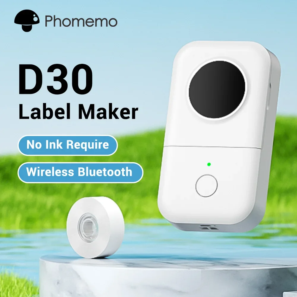 Phomemo D30 Label Printer, Portable Mini Thermal Printer, Wireless, Rechargeable