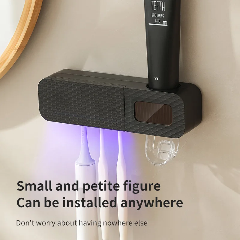 Smart Wall-Mounted Toothbrush Rack, 3-Slot Intelligent Drying & Toothpaste Dispenser