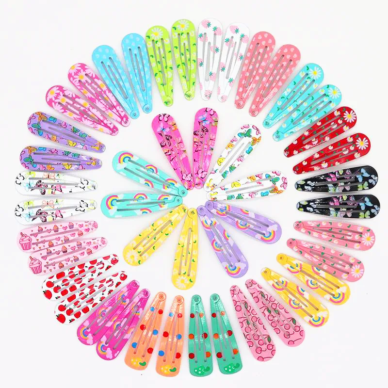 50-Piece Cartoon Flower & Candy Color Hair Clip Set – Alloy Barrettes for Girls
