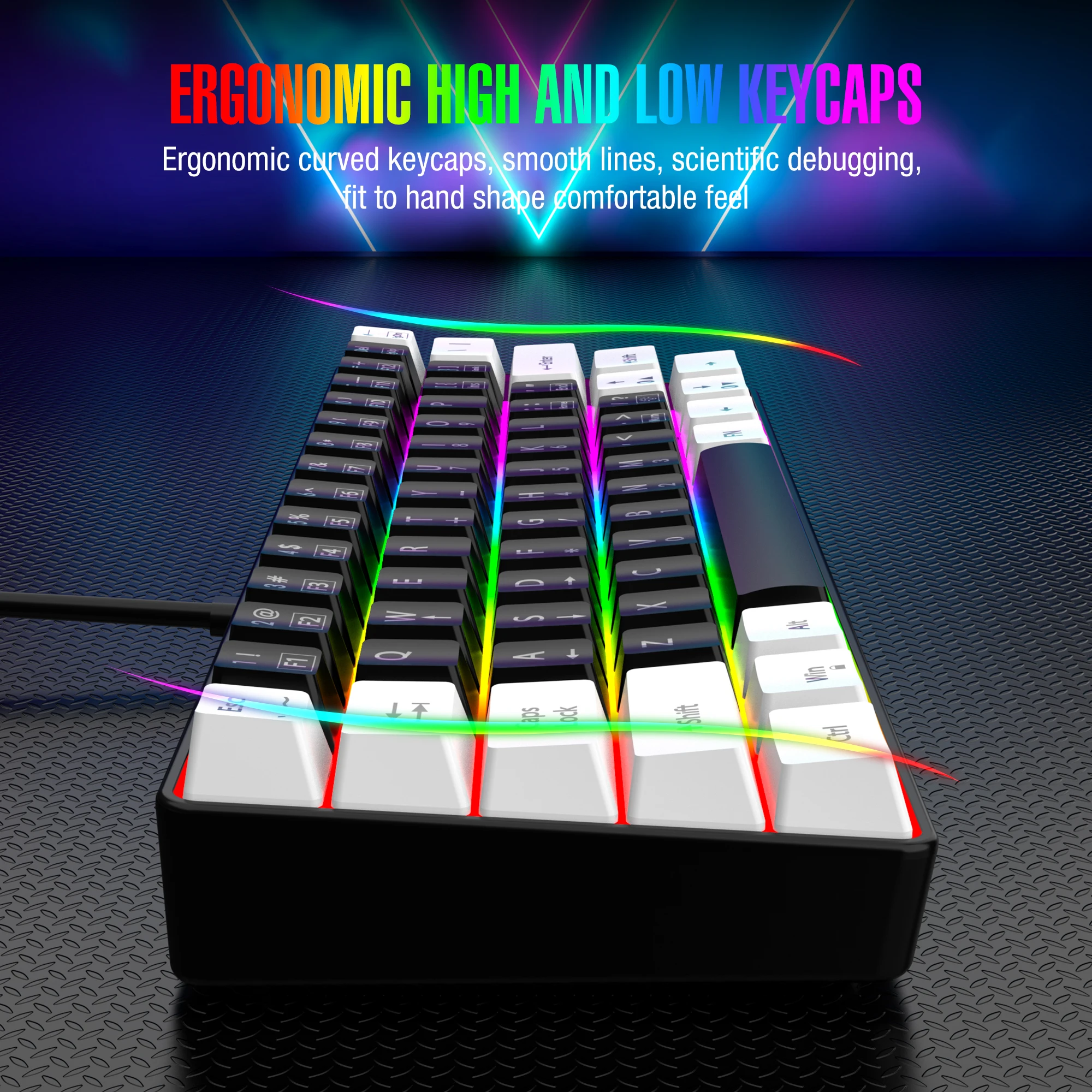 60% wired game keyboard, RGB backlit ultra-small keyboard, waterproof portable, computer/MAC game keyboard - Image 4