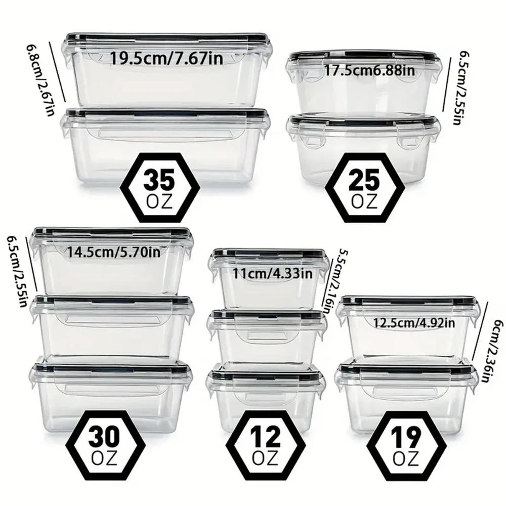 12PCS Food Airtight Containers Set - Microwave Safe, BPA-Free Lunch Boxes - Image 2