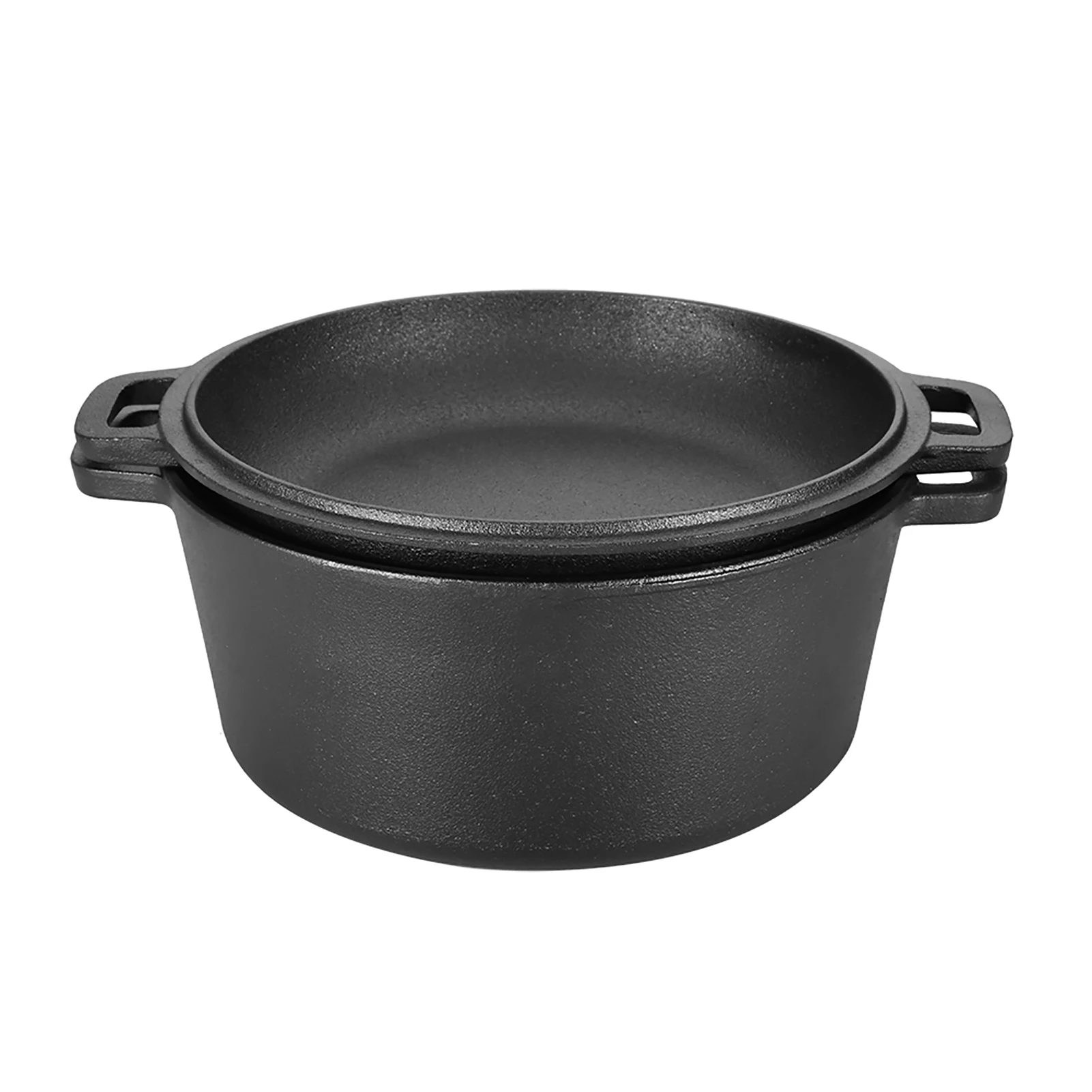 2-in-1 Seasoned Cast Iron Double Dutch Oven Combo Cooker – Skillet Lid, 3.2L