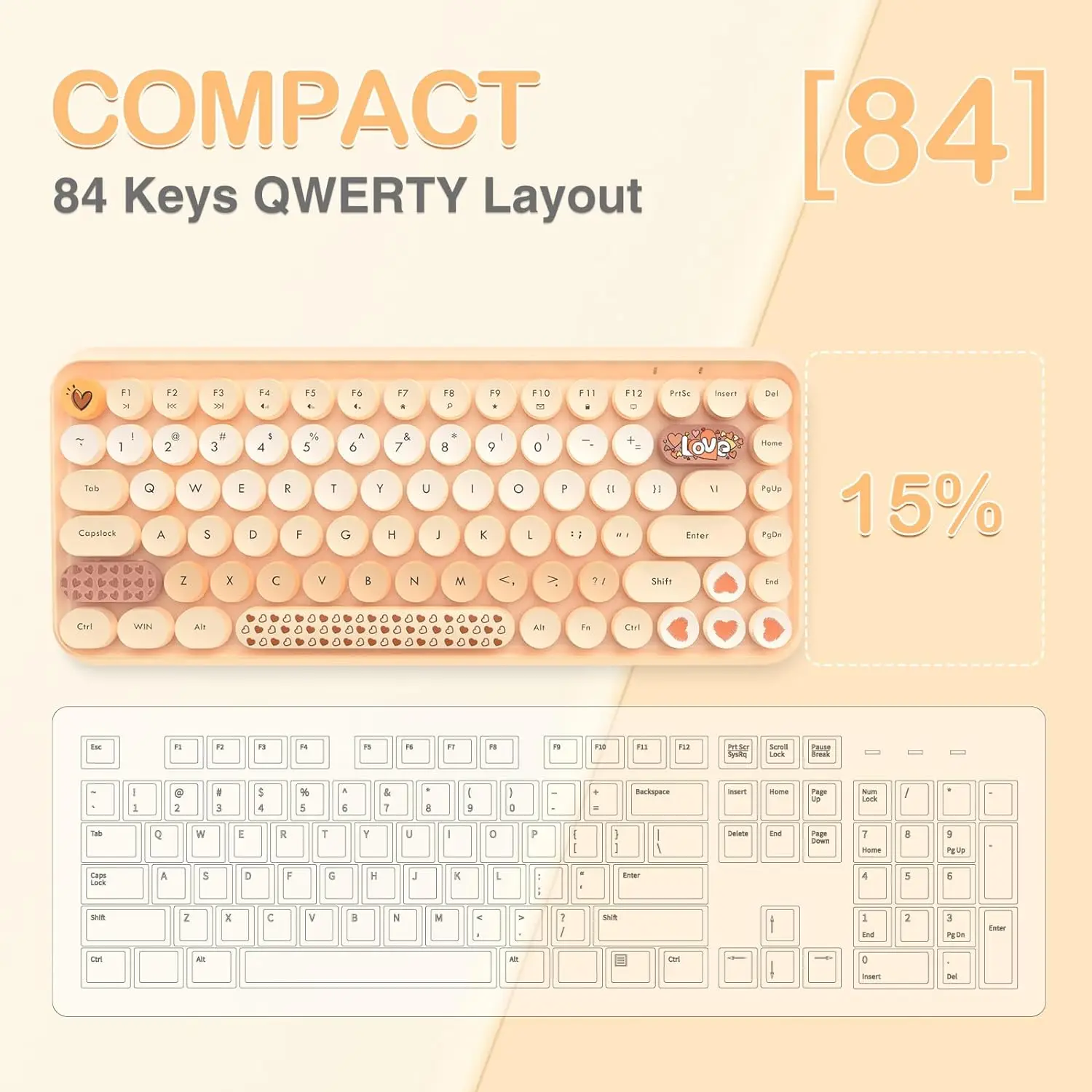 308i Pink Wireless 2.4G Keyboard and Mouse Set, Gradient Cute Round Keycaps for Retro Typewriter - Image 3