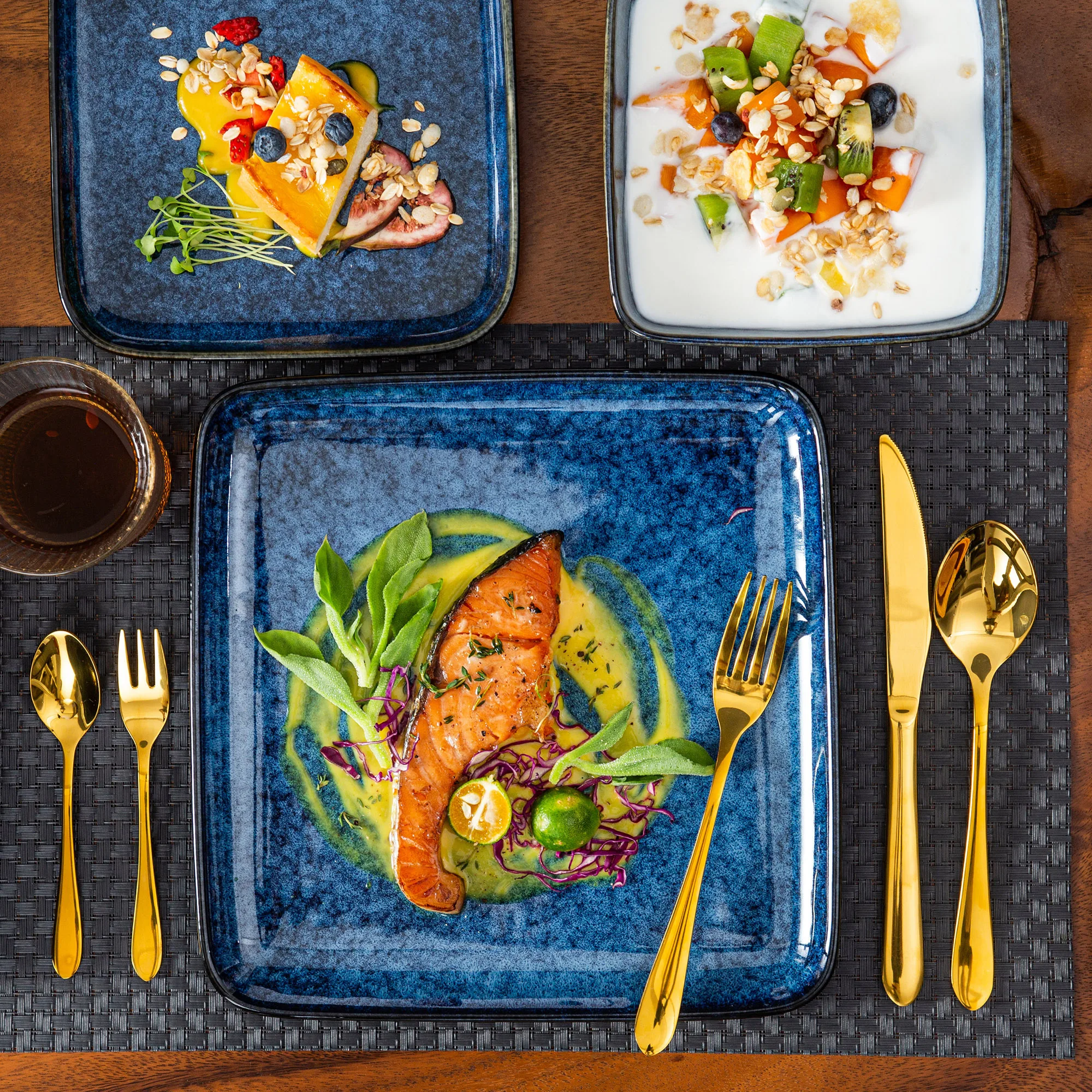 Vancasso Stern 16-Piece Blue Square Dinner Set - Kiln-Change Glaze Ceramic Tableware for 4 - Image 5