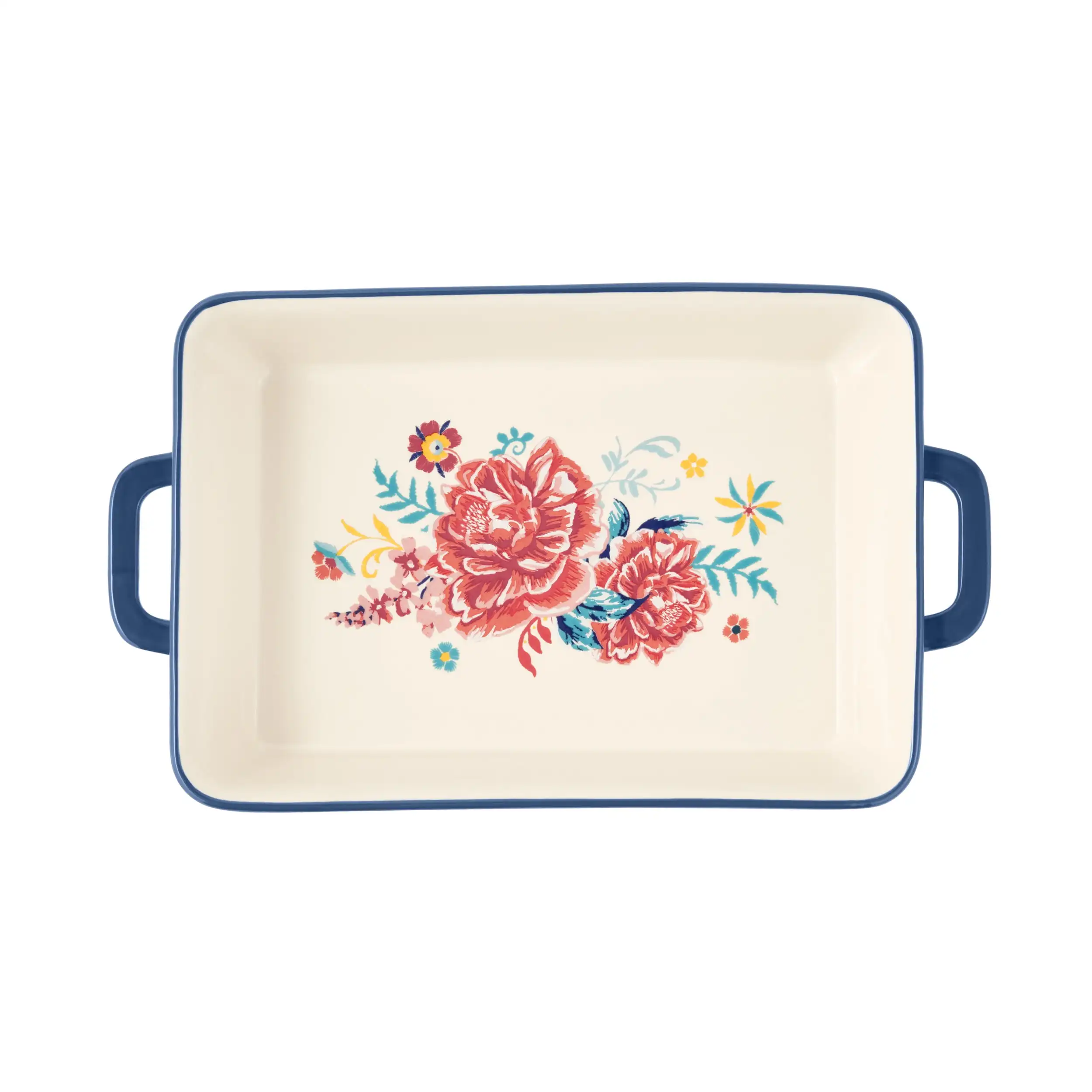 Keepsake Floral 7"x10" Ceramic Baking Dish with Lid – Oven Safe Casserole Pan - Image 3