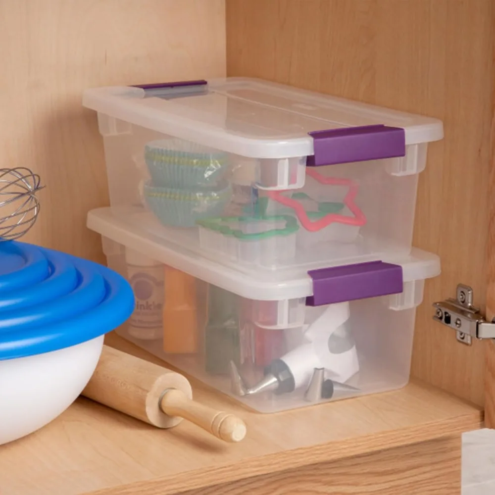 12-Pack ClearView Stackable Latch Storage Bins – 6 Quart Organizer for Home