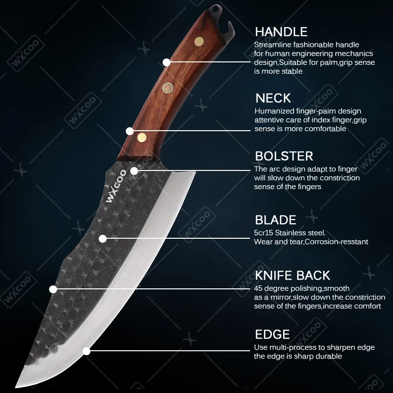 Hand‑Forged High‑Carbon Steel Boning Knife with Wood Handle – Multipurpose Utility - Image 5