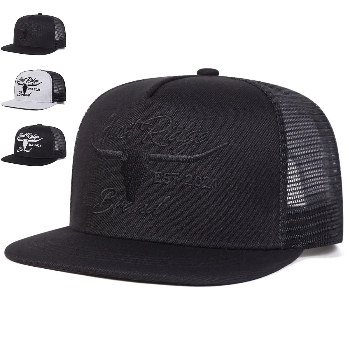Unisex Bullhead Letter Embroidery Hip-hop Net Hats Spring Summer Adjustable Casual Snapback Baseball Caps Outdoor Sunscreen Hat