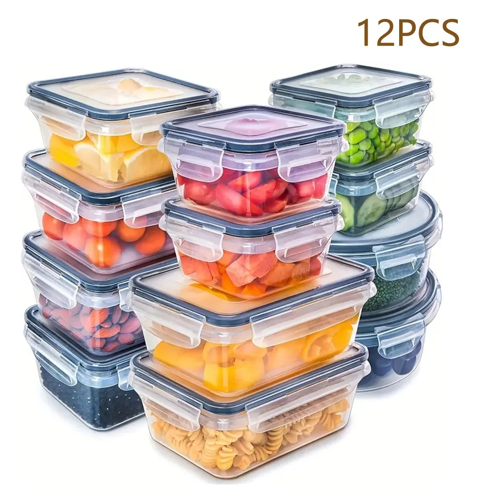 12PCS Food Airtight Containers Set - Microwave Safe, BPA-Free Lunch Boxes