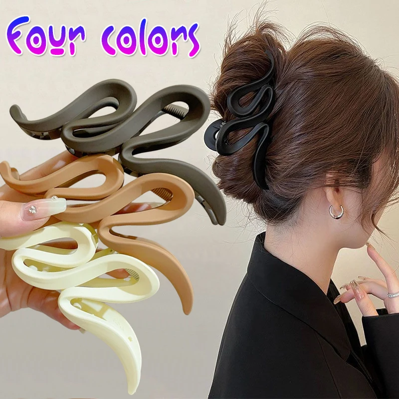 13cm Matte Acrylic Wave Hair Claw – Frosted Solid Color Clip - Image 2