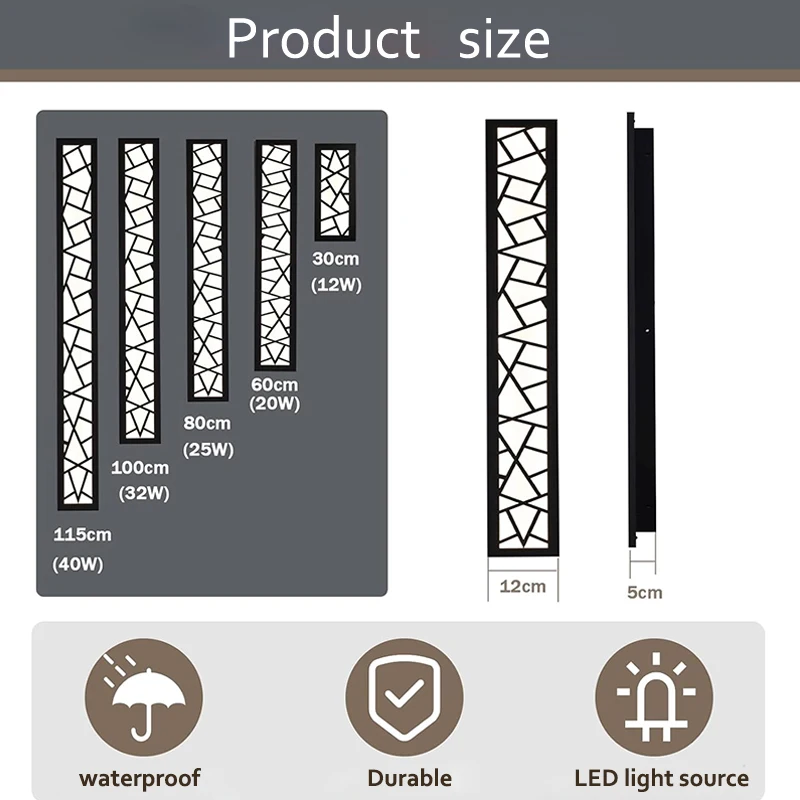 Waterproof outdoor wall lamp LED Tall Wall Lamp IP65 Aluminum Light Garden Villa porch Sconce Light 110V 220V Sconce Luminaire - Image 5