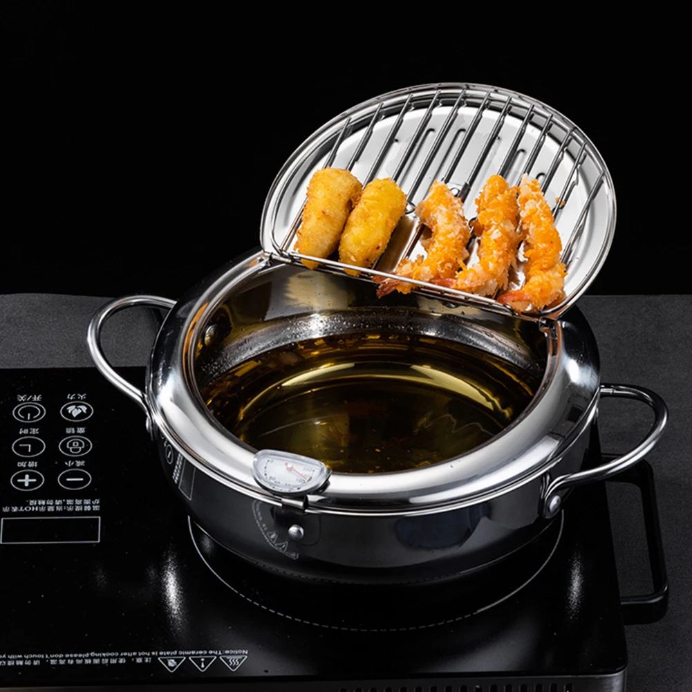 Japanese Style Deep Frying Pot - 304 Stainless Steel with Drip Drainer Rack - Image 2