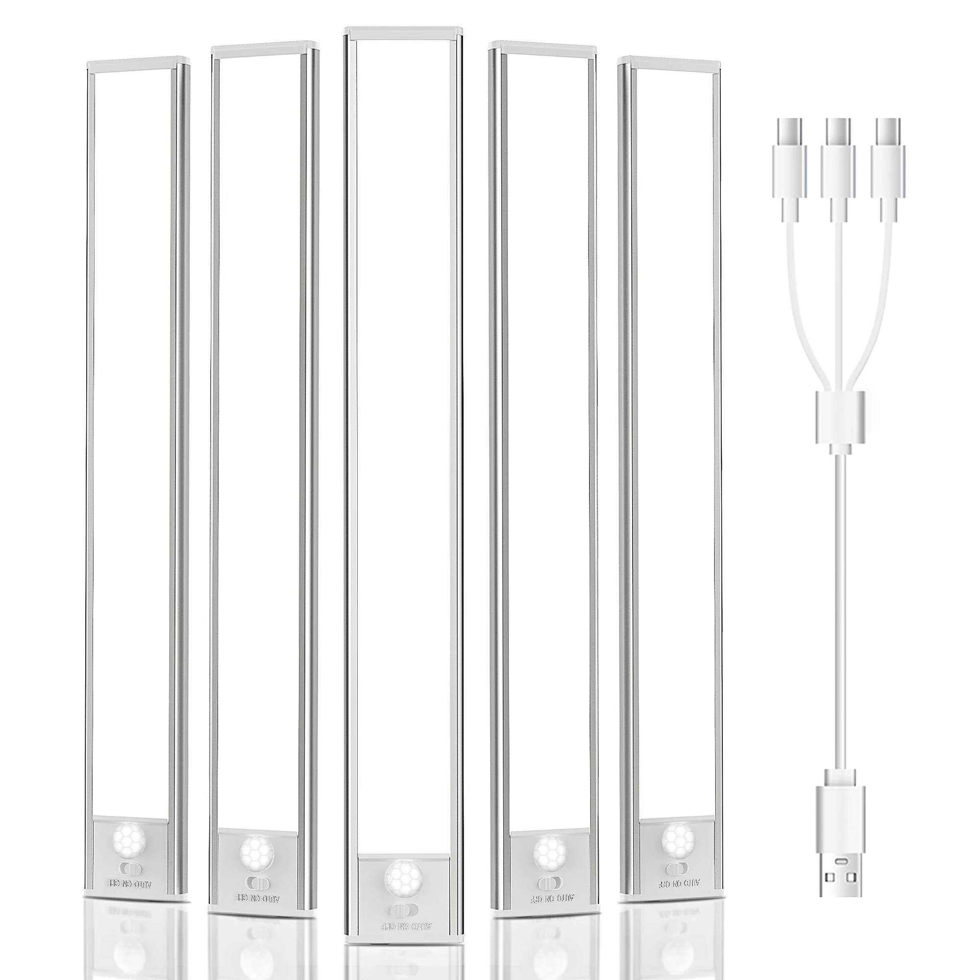 PZSUNLY 5-Pack Smart LED Motion Sensor Lights – USB Rechargeable Aluminum Lights for Kitchen & Hallway